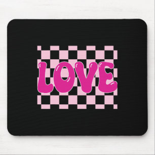 Groovy Retro Checkered Heart Liebe Retro Liebe Val Mousepad