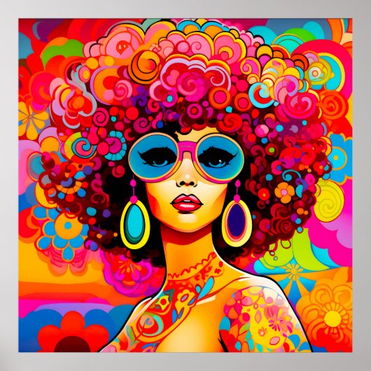 Groovy Retro Chic Afro Pop Art Poster (Vorne)