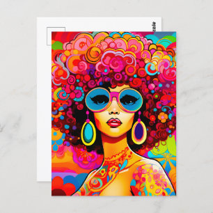 Groovy Retro Chic Pop Postkarte