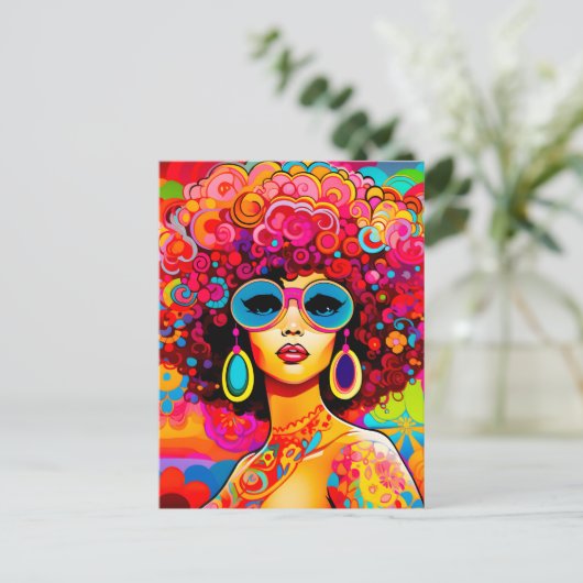 Groovy Retro Chic Pop Postkarte (Stehend Vorderseite)