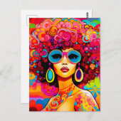 Groovy Retro Chic Pop Postkarte (Vorne/Hinten)