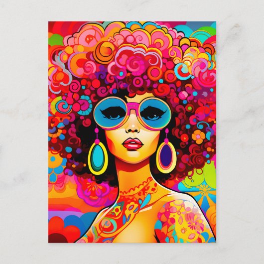 Groovy Retro Chic Pop Postkarte (Vorderseite)