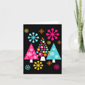 Groovy Retro Christmas Trees And Snowflakes Karte (Vorderseite)