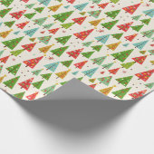Groovy Retro Christmas Trees Geschenkpapier (Ecke)