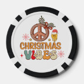 Groovy Retro Christmas Vibes Peace Sign Pokerchips (Rückseite)