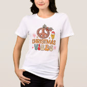 Groovy Retro Christmas Vibes Peace Sign Tri-Blend Shirt (Vorderseite)