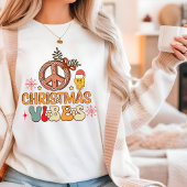 Groovy Retro Christmas Vibes Peace Sign Tri-Blend Shirt