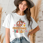 Groovy Retro Christmas Vibes Peace Sign Tri-Blend Shirt