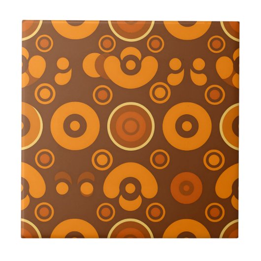Groovy Retro Circles Abstract Pattern 1970s  Fliese (Vorderseite)