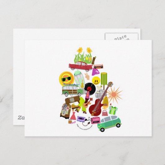Groovy Retro Collage Postkarte (Vorne/Hinten)