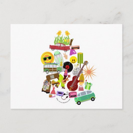 Groovy Retro Collage Postkarte (Vorderseite)