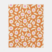 Groovy Retro Daisies Blumenmuster auf Orange Fleecedecke (Vorderseite)