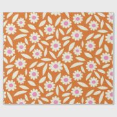 Groovy Retro Daisies Blumenmuster auf Orange Geschenkpapier (Flach)