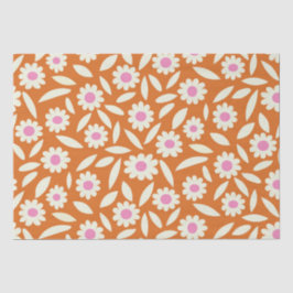 Groovy Retro Daisies Blumenmuster auf Orange Seidenpapier