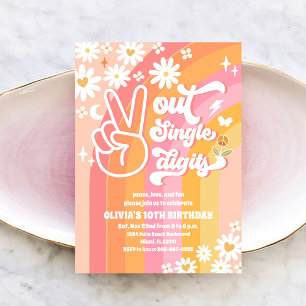 Groovy Retro Daisy 10. Geburtstag Einladung