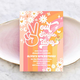 Groovy Retro Daisy 10. Geburtstag Einladung