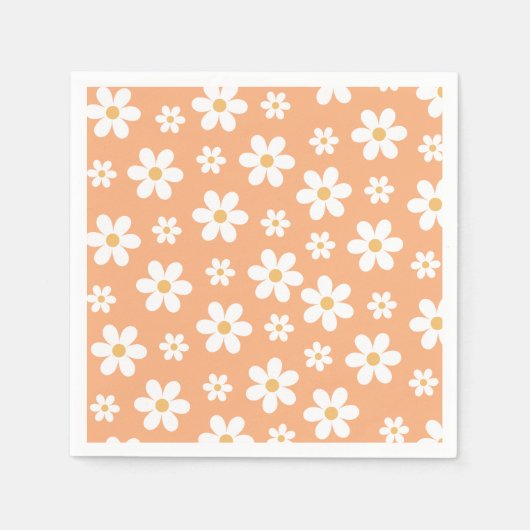 Groovy Retro Daisy apricot Serviette (Vorderseite)