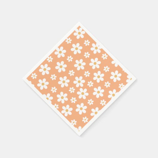 Groovy Retro Daisy apricot Serviette (Ecke)