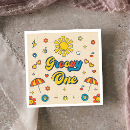 Groovy Retro Daisy Birthday Party Serviette