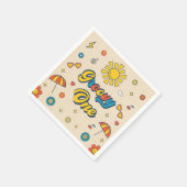 Groovy Retro Daisy Birthday Party Serviette (Ecke)