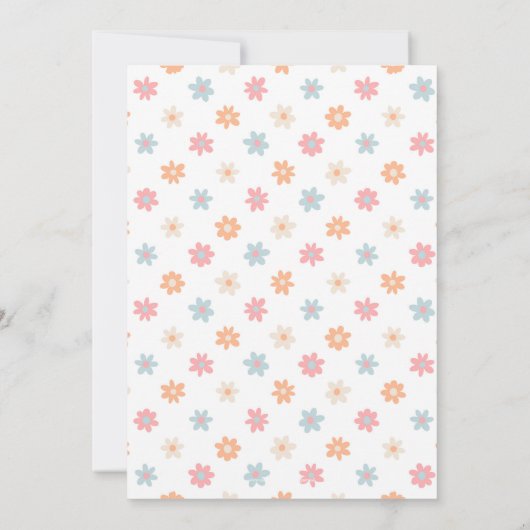 Groovy Retro Daisy Blume Boho Floral Einladung (Rückseite)