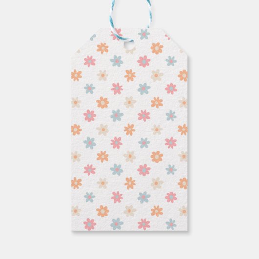 Groovy Retro Daisy Blume Boho Floral Geschenkanhänger (Rückseite)