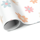 Groovy Retro Daisy Blume Boho Floral Geschenkpapier (Rolleneckpunkt)