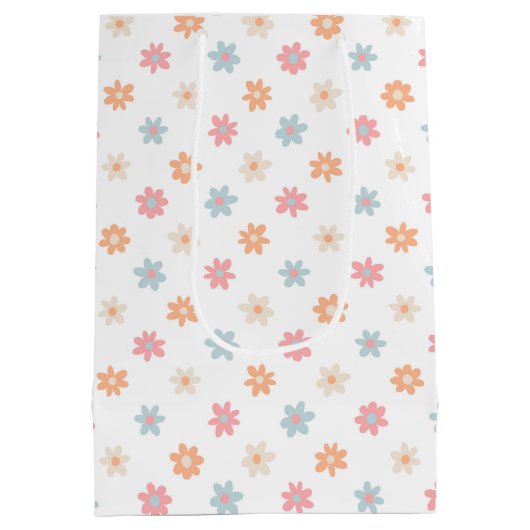 Groovy Retro Daisy Blume Boho Floral Mittlere Geschenktüte (Rückseite)