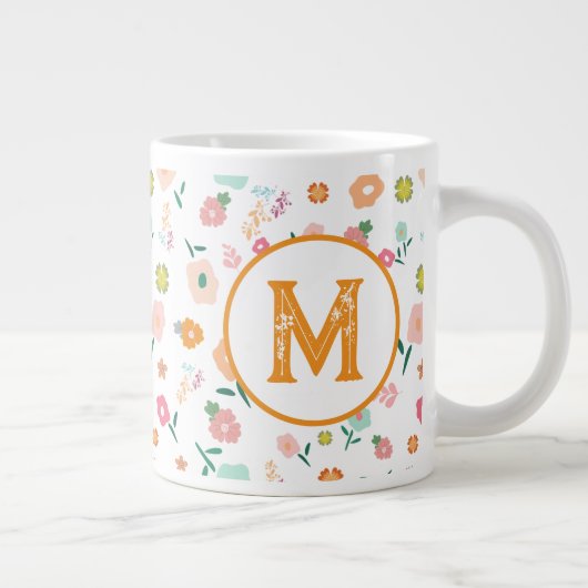 Groovy Retro Daisy Blume Pattern Boho Floral Jumbo-Tasse (Rechts)