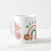 Groovy Retro Daisy Blume Pattern Boho Floral Kaffeetasse (Vorderseite Links)