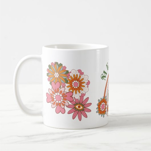 Groovy Retro Daisy Blume Pattern Boho Floral Kaffeetasse (Links)