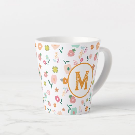 Groovy Retro Daisy Blume Pattern Boho Floral Milchtasse (Rechte Ecke)