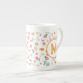 Groovy Retro Daisy Blume Pattern Boho Floral Porzellantasse (Vorderseite Rechts)