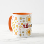 Groovy Retro Daisy Blume Pattern Boho Floral Tasse (Vorderseite Links)