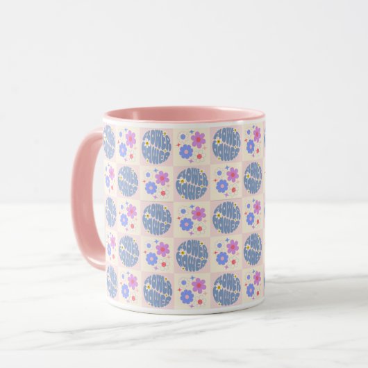 Groovy Retro Daisy Blume Pattern Boho Floral Tasse (Vorderseite Links)