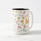 Groovy Retro Daisy Blume Pattern Boho Floral Zweifarbige Tasse (VorderseiteRechts)