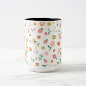 Groovy Retro Daisy Blume Pattern Boho Floral Zweifarbige Tasse (Mittel)