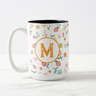 Groovy Retro Daisy Blume Pattern Boho Floral Zweifarbige Tasse