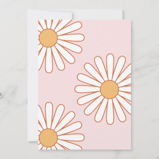 Groovy Retro Daisy Boho Orange Pink Birthday Einladung (Rückseite)
