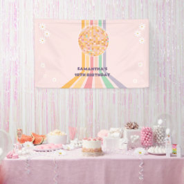 Groovy Retro Daisy Disco Geburtstagsgrössen Banner