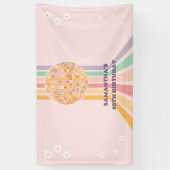 Groovy Retro Daisy Disco Geburtstagsgrössen Banner (Vertikal)