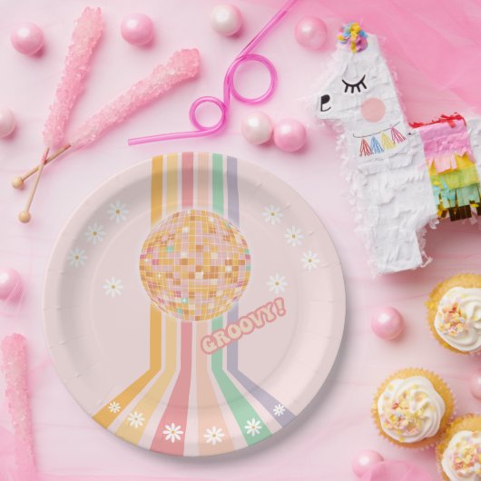 Groovy Retro Daisy Disco Pappteller (Party)