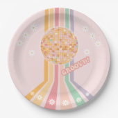 Groovy Retro Daisy Disco Pappteller (Vorderseite)
