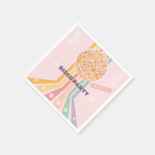 Groovy Retro Daisy Disco Serviette (Ecke)