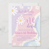 Groovy Retro Daisy Einladung zum 1. Geburtstag (Vorderseite)