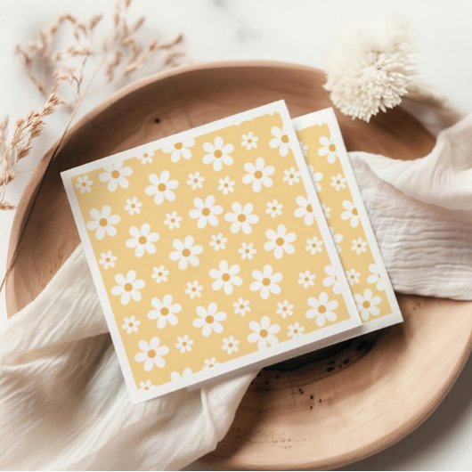Groovy Retro Daisy gelb Serviette