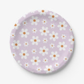 Groovy Retro Daisy Lila Pappteller (Vorderseite)