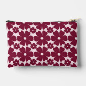 Groovy Retro Daisy Pattern Deep Berry Pink Zubehörtasche (Rückseite)