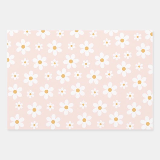 Groovy Retro Daisy Pink Geschenkpapier Set (Vorderseite 3)