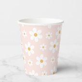 Groovy Retro Daisy Pink Pappbecher (Vorderseite)
